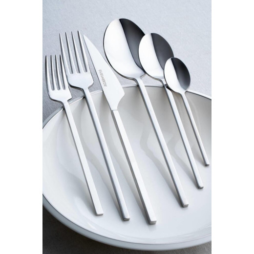 Acar Salvia Silver – Set lugë, pirunë dhe thika