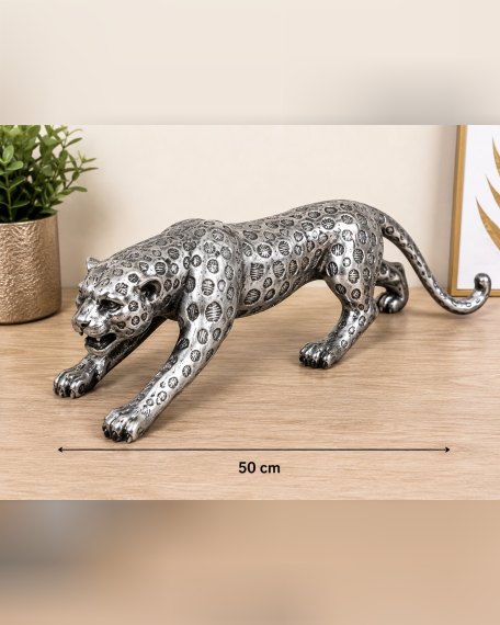 Statujë Dekorative Leopard Silver