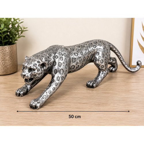 Statujë Dekorative Leopard Silver