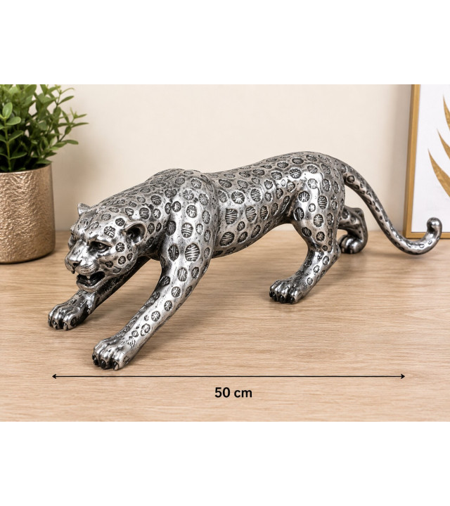 Statujë Dekorative Leopard Silver