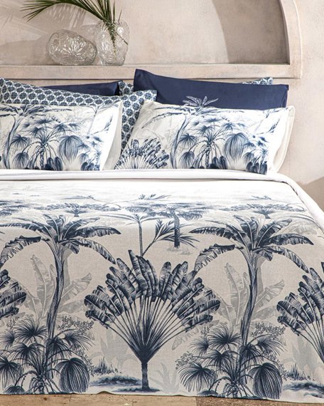 Palm Toile – Summer Blanket , Indigo 150x220 cm