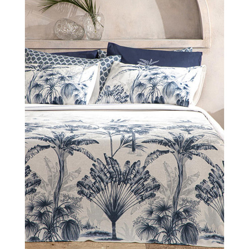 Palm Toile – Summer Blanket , Indigo 150x220 cm