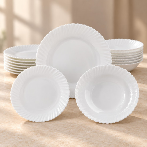 Opal White – Set Pjatash Elegante për Tavolinë